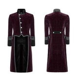 Gothic Dark Rose Printed Velvet Swallowtail Coat Jacket