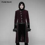 Gothic Dark Rose Printed Velvet Swallowtail Coat Jacket