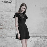 Elegant Lace Stitching Chiffon V-collar Gothic Dress