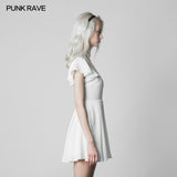 Elegant Lace Stitching Chiffon V-collar Gothic Dress