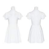 Elegant Lace Stitching Chiffon V-collar Gothic Dress