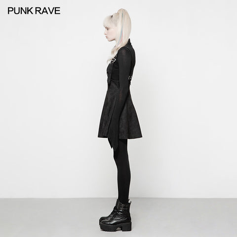 Punk Suede Personality High Waisted Suspender Skirt For Girls
