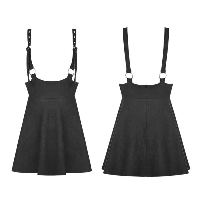 Punk Suede Personality High Waisted Suspender Skirt For Girls