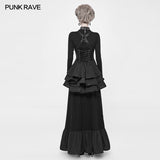 Victorian Steampunk Long Linen Lace Up Corset Suspender Dress