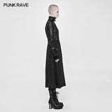 Punk Darkness Stand-Collar Leather Long Coat For Women