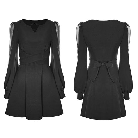 Gothic Feminine Chiffon Tulle Small V-neck Dress
