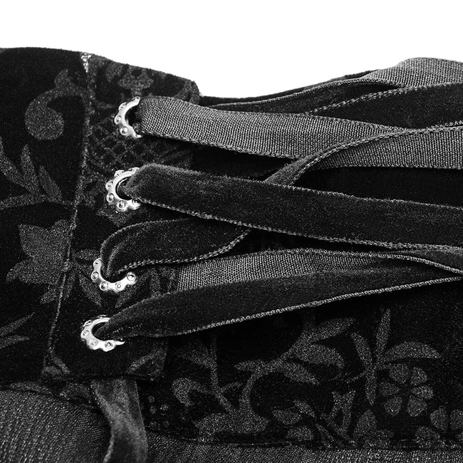 Dracula Gothic Pants Dark Stripes Trousers With Velvet Print Waistband