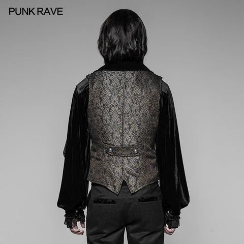 Gorgeous Royal Court Dark Gold Jacquard Waistcoat Gothic Vest