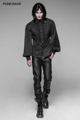 Men's Vintage Long Sleeves Gothic Shirt With Chinese Disa Floret Design