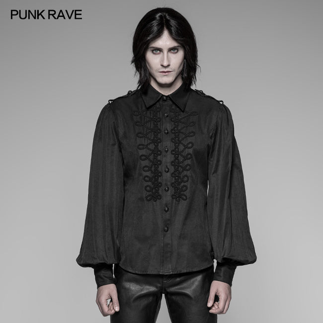 Men's Vintage Long Sleeves Gothic Shirt With Chinese Disa Floret Design