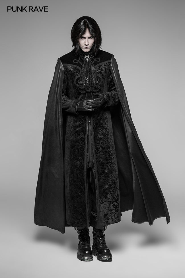 Dracula Gorgeous Gothic Cape Cloak Embossed Velvet Long Coat