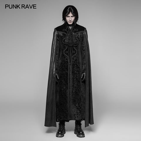 Dracula Gorgeous Gothic Cape Cloak Embossed Velvet Long Coat