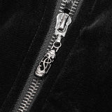 Gorgeous Velvet Long Punk Jacket Detachable Fake Two-Piece Coat For Men