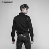 Men's Punk Tie Rope Personality Shirt With Double Pocket