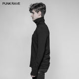 Decadent Punk S-shaped Zipper Knitting T-shirt Personality Mosaic High Collar Sweater