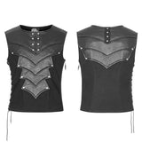 Punk Warrior Leather Stitching Personality Chest Protector Vest