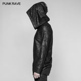Men's Dark Punk Personality Pullover Hoodie Beveled Zipper Hooded Knitting Sweater