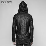 Men's Dark Punk Personality Pullover Hoodie Beveled Zipper Hooded Knitting Sweater