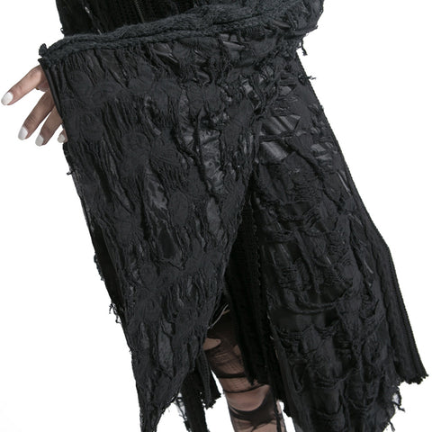 Punk Style Lace Gothic Black Long Sweater For Women