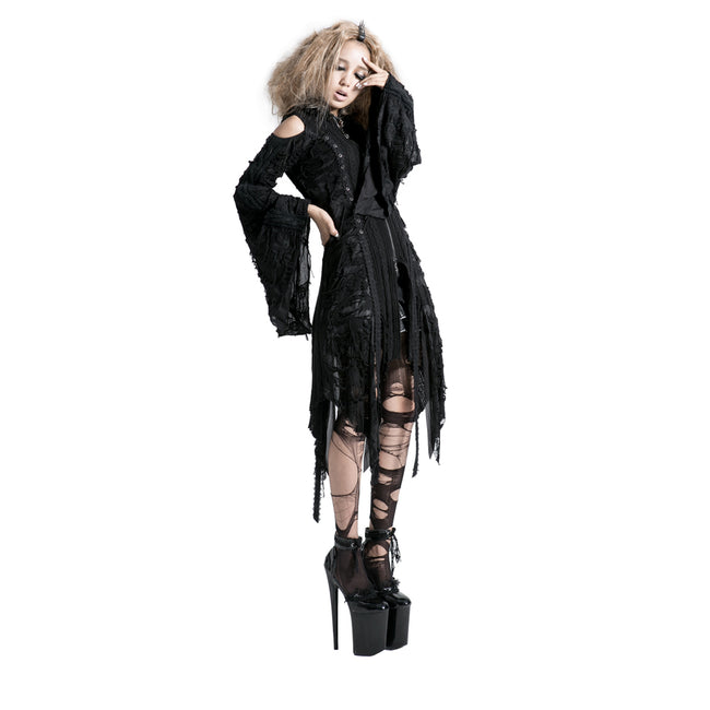 Punk Style Lace Gothic Black Long Sweater For Women