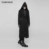 Gothic Dark Side Wear Rope Woolen Hooded Coat Long Jacket