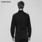 Punk Uniform Style Fitted Denim Shirt For Men