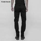 Punk Metal Pattern Buttons Splicing Pants Men's Uniform Trousers