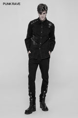 Punk Metal Pattern Buttons Splicing Pants Men's Uniform Trousers