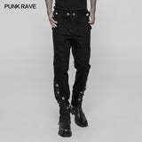 Punk Metal Pattern Buttons Splicing Pants Men's Uniform Trousers