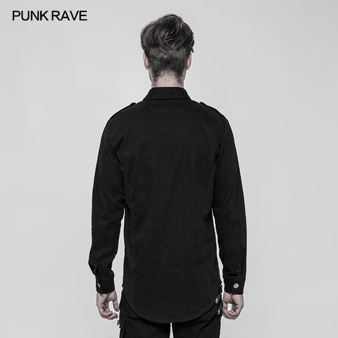 Men's Punk Pure Cotton Personality Shirt With Mosaic Rivet Decoration