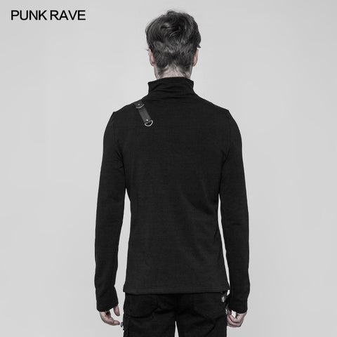 Steampunk Metal Rivet Embossing Knitting T-shirt For Men
