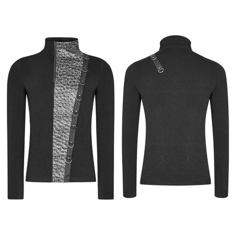 Steampunk Metal Rivet Embossing Knitting T-shirt For Men