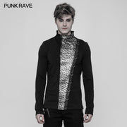 Steampunk Metal Rivet Embossing Knitting T-shirt For Men