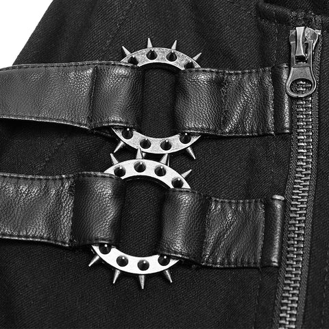 Personality Zipper Pocket Punk Pants Leather Splicing Trousers For Men