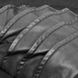 Men's Dark Punk Twill Denim Pants Leather Knee Armor Styling Trousers