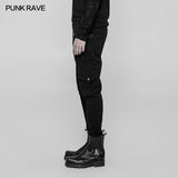 Men's Double Pocket Heavy Metal Punk Pants Floral Woven Waist Head Trousers