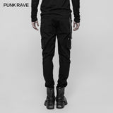 Men's Double Pocket Heavy Metal Punk Pants Floral Woven Waist Head Trousers