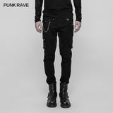 Men's Double Pocket Heavy Metal Punk Pants Floral Woven Waist Head Trousers
