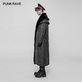 Royal Alliance Warlord Punk Mottled Textures Thick Long Coat With Removable Faux Fur Collar