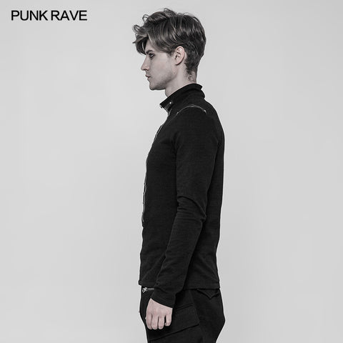 Men's Punk Front Pimp Rivets Slim Personality T-shirt