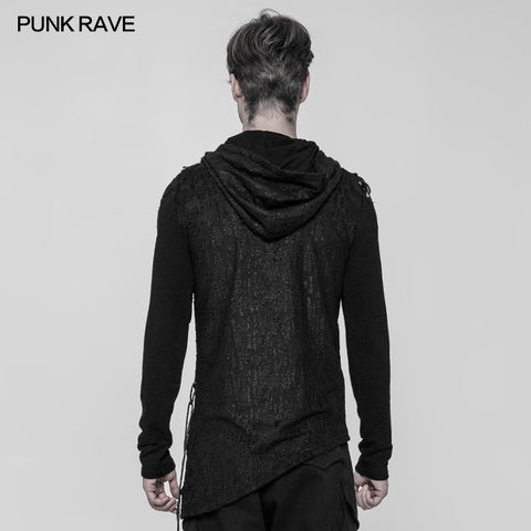 Diablo Assassin Punk Hooded T-shirt Asymmetric Personality Top For Men