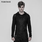 Diablo Assassin Punk Hooded T-shirt Asymmetric Personality Top For Men