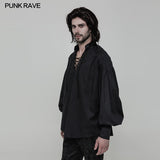 Men's Retro Gothic Long Sleeve Shirt With Disa Floret Collar Design