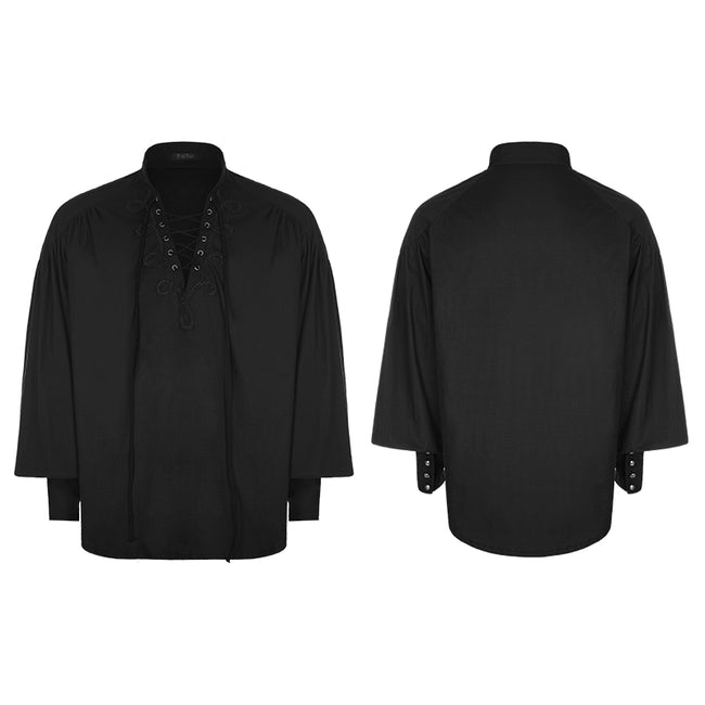 Men's Retro Gothic Long Sleeve Shirt With Disa Floret Collar Design