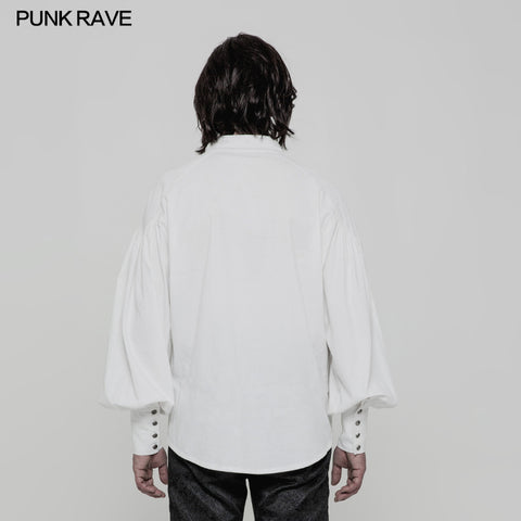 Men's Retro Gothic Long Sleeve Shirt With Disa Floret Collar Design