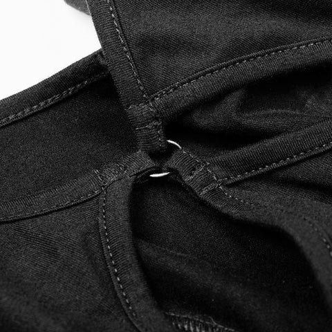 Gothic Sexy Black Low Neck Knit Backless Dress