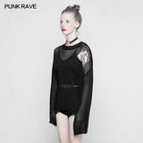 Loose Mesh Ripped Hole Tattered Distressed Knit Sweater Top