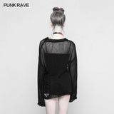 Loose Mesh Ripped Hole Tattered Distressed Knit Sweater Top