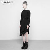 Personality Punk Asymmetric Layered Knit Dresses With Wizard Hat