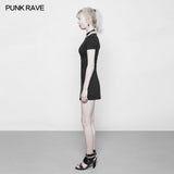 Women Minimalist Black Slim-Fitting Punk Dress With Love Pendant Zippers